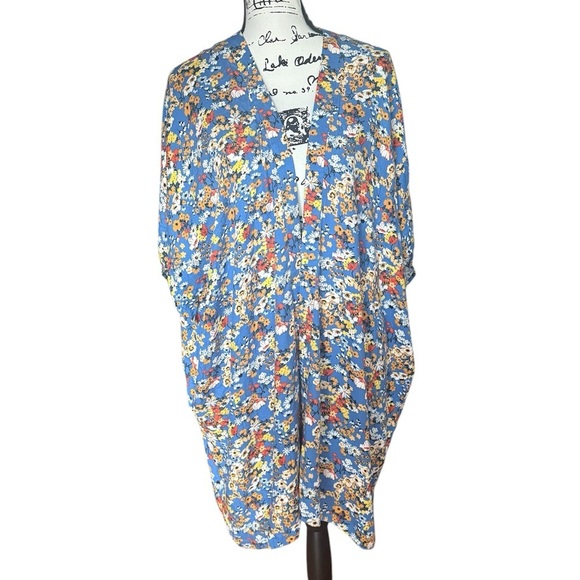 Sunday Best Aritzia Aitken Floral Kimono Blue Small Medium Oversized - Picture 4 of 8